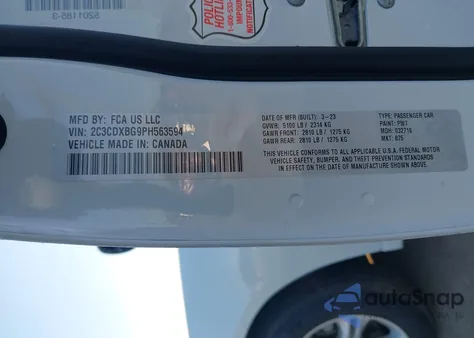 2023 Dodge Charger Sxt z USA, uszkodzony, nr VIN 2C3CDXBG9PH563594